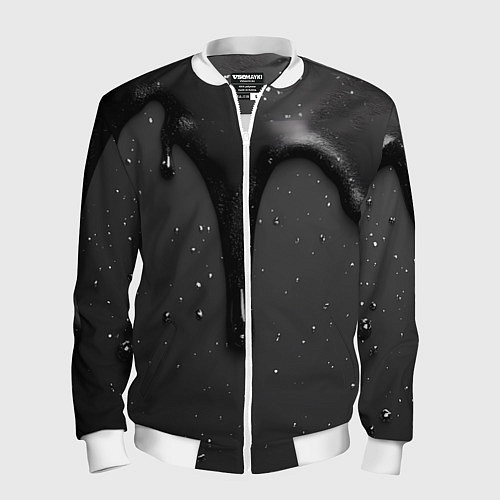 Мужской бомбер Черная текстура - хром / 3D-Белый – фото 1