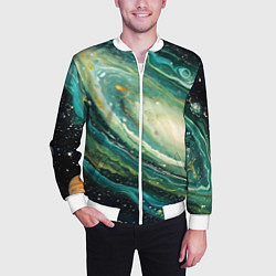 Бомбер мужской Зеленая вселенная, цвет: 3D-белый — фото 2