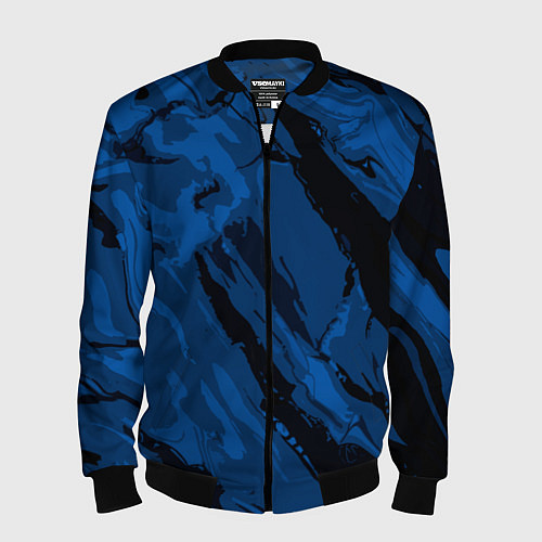 Мужской бомбер Тёмный синий абстракция / 3D-Черный – фото 1