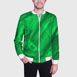 Бомбер мужской Зелёный малахитовый абстракция камень, цвет: 3D-белый — фото 2