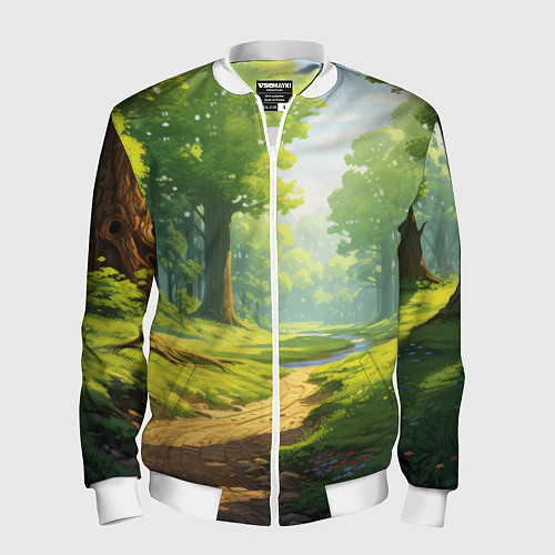 Мужской бомбер Fabulous forest / 3D-Белый – фото 1