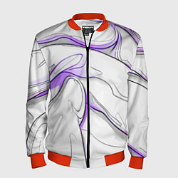 Мужской бомбер Черные и фиолетовые линии на белом