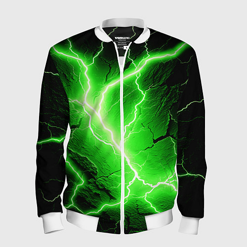 Мужской бомбер Color green black / 3D-Белый – фото 1