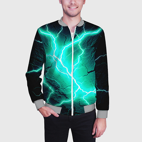 Мужской бомбер Color light blue black / 3D-Меланж – фото 3