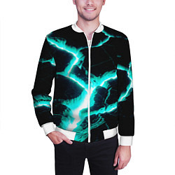 Бомбер мужской Color light blue black, цвет: 3D-белый — фото 2