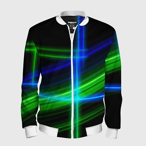 Мужской бомбер Color blue black green / 3D-Белый – фото 1