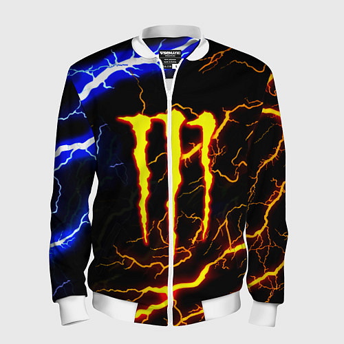 Мужской бомбер Monster energy шторм / 3D-Белый – фото 1