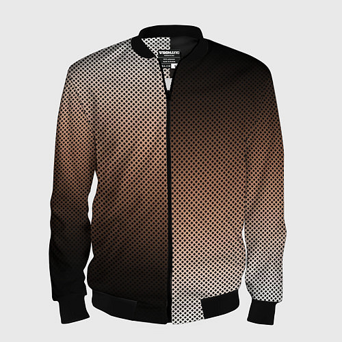 Мужской бомбер Чёрно-коричневый текстурный градиент пополам / 3D-Черный – фото 1