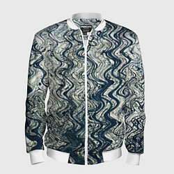 Мужской бомбер Бело-синий искажённые абстрактные линии