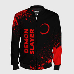Бомбер мужской Demon Slayer - red gradient вертикально, цвет: 3D-черный