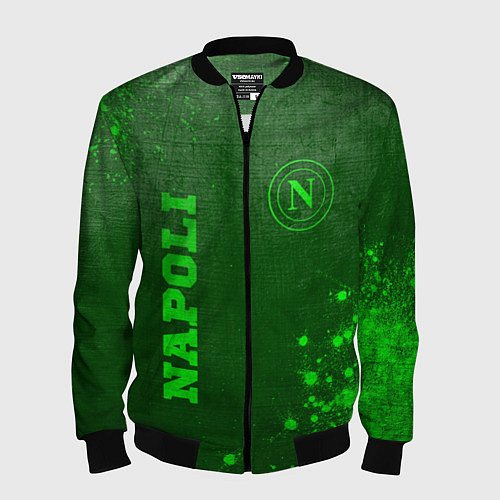 Мужской бомбер Napoli - green gradient вертикально / 3D-Черный – фото 1