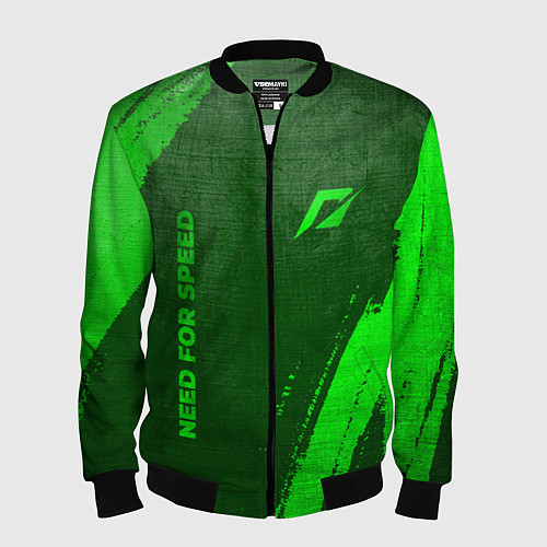 Мужской бомбер Need for Speed - green gradient вертикально / 3D-Черный – фото 1