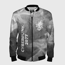 Мужской бомбер Cyberpunk 2077 - grey gradient вертикально