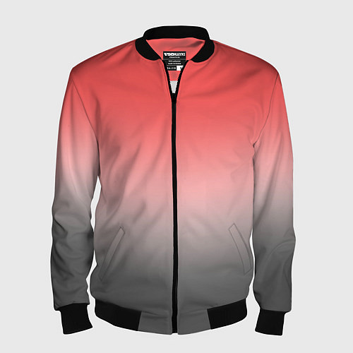 Мужской бомбер Бледный красно-серый градиент / 3D-Черный – фото 1