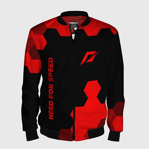 Мужской бомбер Need for Speed - red gradient вертикально / 3D-Черный – фото 1
