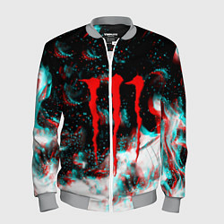 Мужской бомбер Monster energy огонь глитч