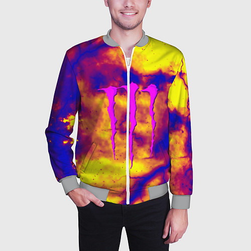 Мужской бомбер Monster energy storm grunge / 3D-Меланж – фото 3