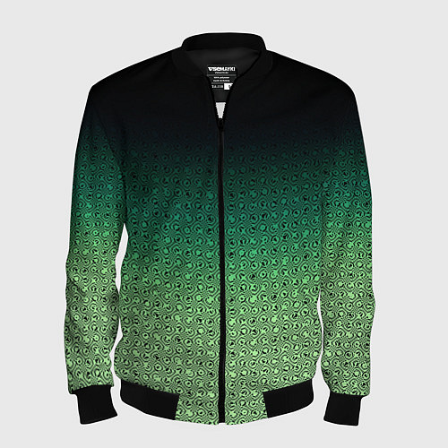 Мужской бомбер Чёрно-зелёный градиент с узором / 3D-Черный – фото 1