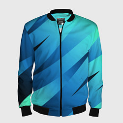 Бомбер мужской Сине-голубой абстрактные полосы, цвет: 3D-черный