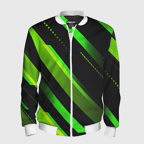 Мужской бомбер Color black green / 3D-Белый – фото 1