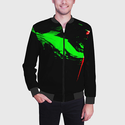 Мужской бомбер Color black green red / 3D-Черный – фото 3