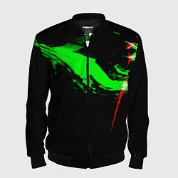 Мужской бомбер Color black green red
