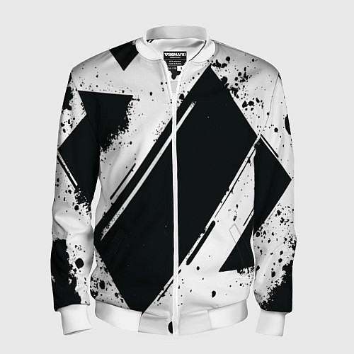 Мужской бомбер Color black white / 3D-Белый – фото 1