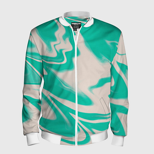 Мужской бомбер Color white turquoise / 3D-Белый – фото 1