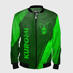 Бомбер мужской Kuromi - green gradient вертикально, цвет: 3D-черный