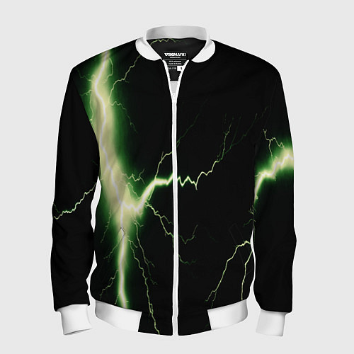 Мужской бомбер Lightning yellow текстура / 3D-Белый – фото 1