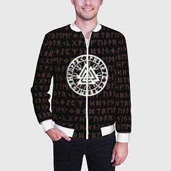 Бомбер мужской Древние символы руны и обереги Вегвизир, цвет: 3D-белый — фото 2