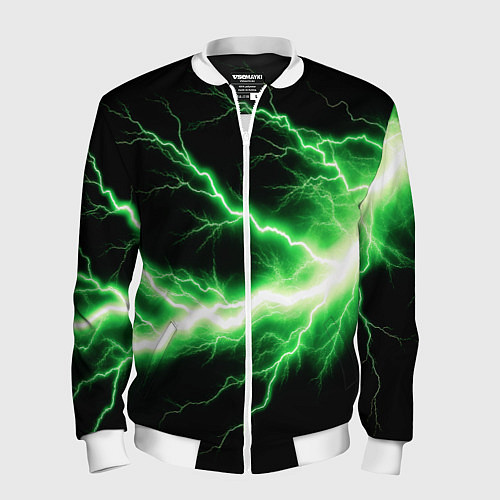 Мужской бомбер Lightning green / 3D-Белый – фото 1