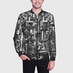 Бомбер мужской Серый геометричные полоски, цвет: 3D-черный — фото 2