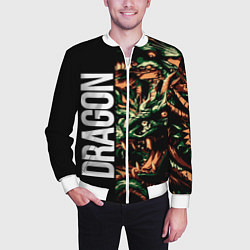 Бомбер мужской Татуировка дракона ирезуми, цвет: 3D-белый — фото 2