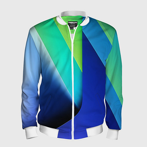 Мужской бомбер Color blue green / 3D-Белый – фото 1