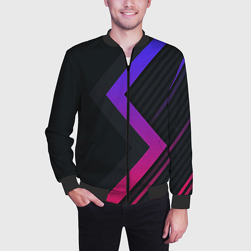 Мужской бомбер Color black line / 3D-Черный – фото 3