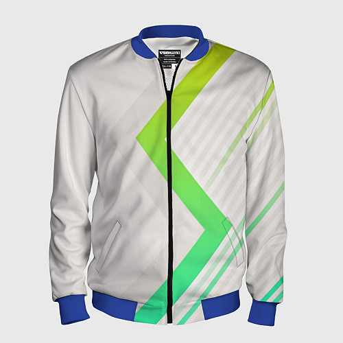 Мужской бомбер Color white line green / 3D-Синий – фото 1