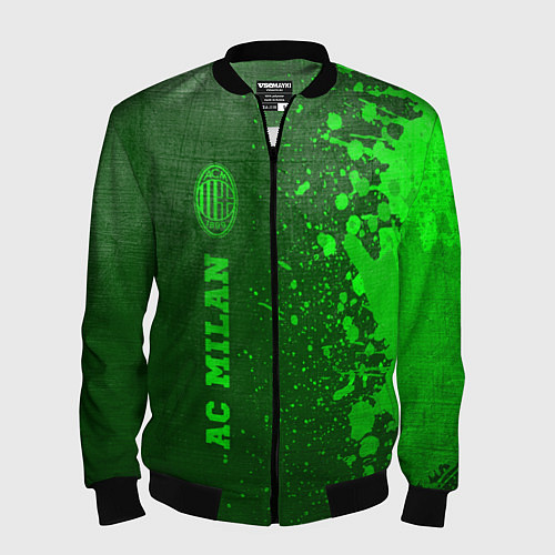 Мужской бомбер AC Milan - green gradient по-вертикали / 3D-Черный – фото 1