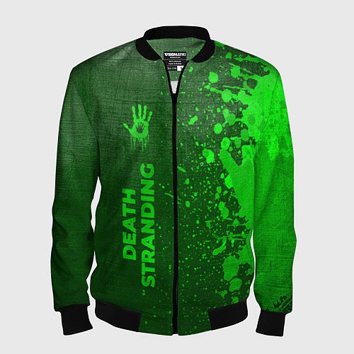 Мужской бомбер Death Stranding - green gradient по-вертикали / 3D-Черный – фото 1