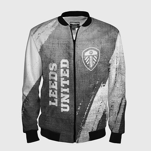Мужской бомбер Leeds United - grey gradient вертикально / 3D-Черный – фото 1