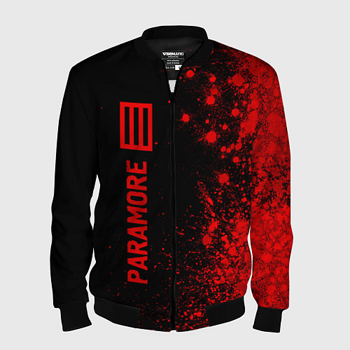Мужской бомбер Paramore - red gradient по-вертикали / 3D-Черный – фото 1