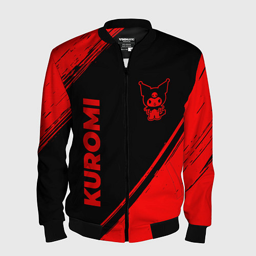 Мужской бомбер Kuromi - red gradient вертикально / 3D-Черный – фото 1