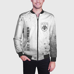 Бомбер мужской AEK Athens - white gradient вертикально, цвет: 3D-черный — фото 2
