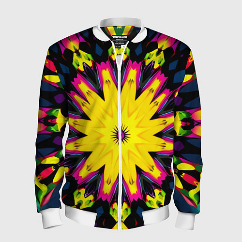 Мужской бомбер Звездный калейдоскоп / 3D-Белый – фото 1