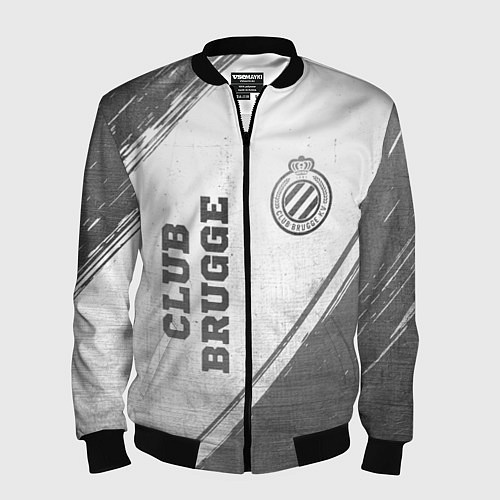 Мужской бомбер Club Brugge - white gradient вертикально / 3D-Черный – фото 1