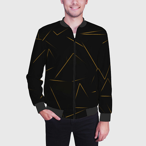 Мужской бомбер Color yellow line / 3D-Черный – фото 3