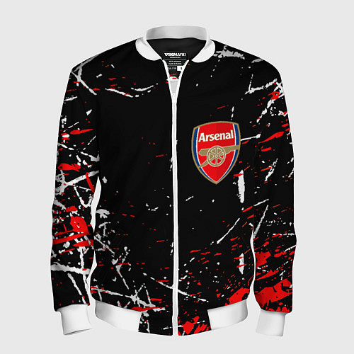 Мужской бомбер Арсенал штрихи красок / 3D-Белый – фото 1