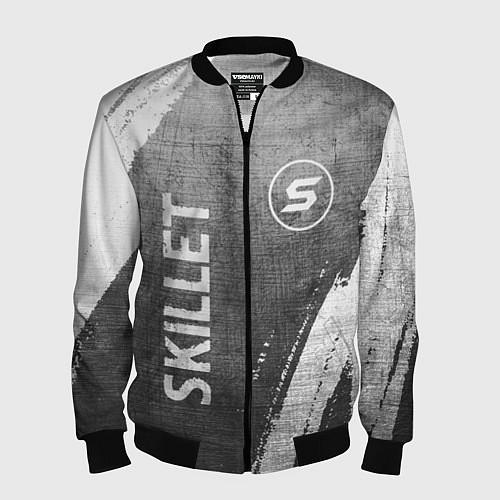 Мужской бомбер Skillet - grey gradient вертикально / 3D-Черный – фото 1