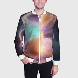 Бомбер мужской Космическая круглая абстракция, цвет: 3D-белый — фото 2