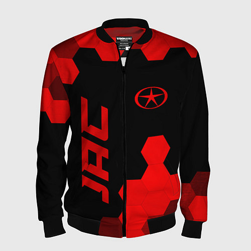 Мужской бомбер JAC - red gradient вертикально / 3D-Черный – фото 1
